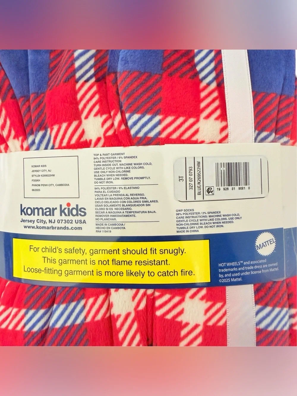 Hot Wheels Boys Christmas Pajama Set & Cozy Socks 3T